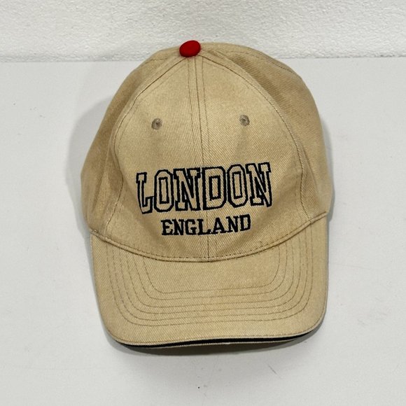 London England Baseball Cap Trucker Hat Tan Embroidered Cotton Adjusts One Size - Picture 7 of 9